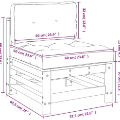 vidaXL Sofá central con cojines madera de pino impregnada pino impregnado Discount