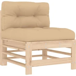 vidaXL Sofá central con cojines madera maciza de pino Pino natural Outlet