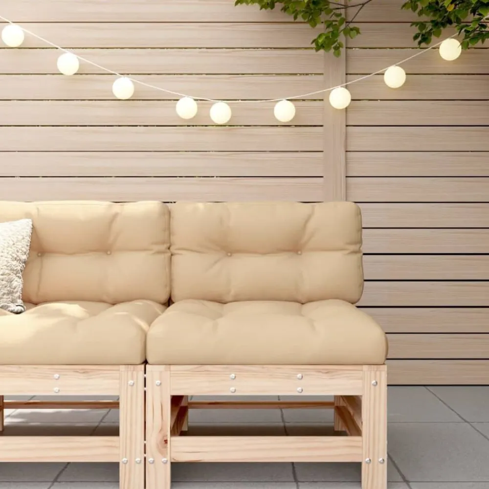 vidaXL Sofá central con cojines madera maciza de pino Pino natural Outlet