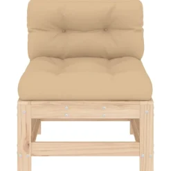 vidaXL Sofá central con cojines madera maciza de pino Pino natural Outlet