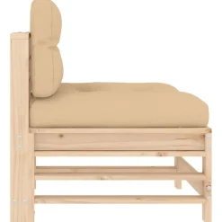 vidaXL Sofá central con cojines madera maciza de pino Pino natural Outlet