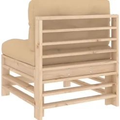 vidaXL Sofá central con cojines madera maciza de pino Pino natural Outlet