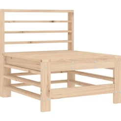 vidaXL Sofá central con cojines madera maciza de pino Pino natural Outlet
