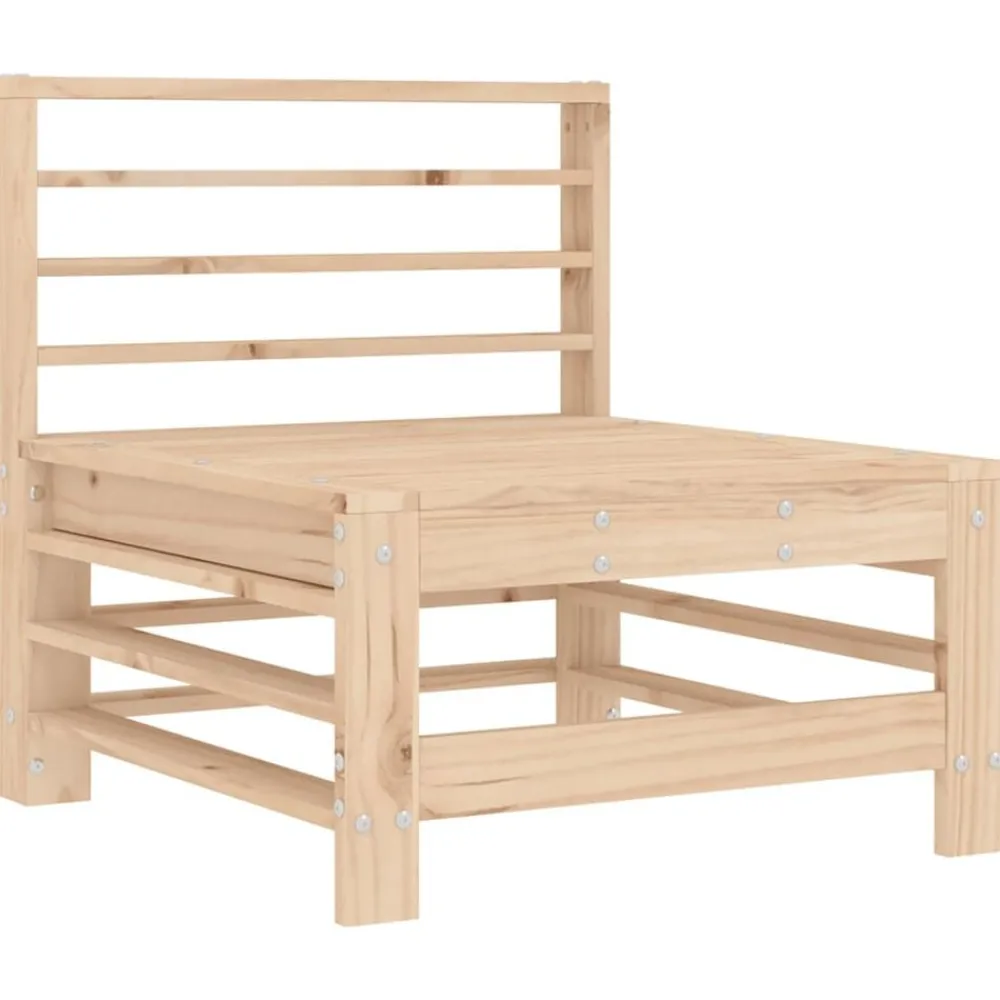vidaXL Sofá central con cojines madera maciza de pino Pino natural Outlet