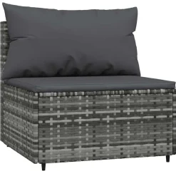 vidaXL Muebles De Jardín-Sofá central de jardín con cojines ratán sintético