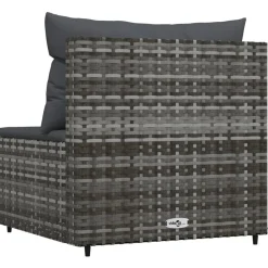 vidaXL Muebles De Jardín-Sofá central de jardín con cojines ratán sintético
