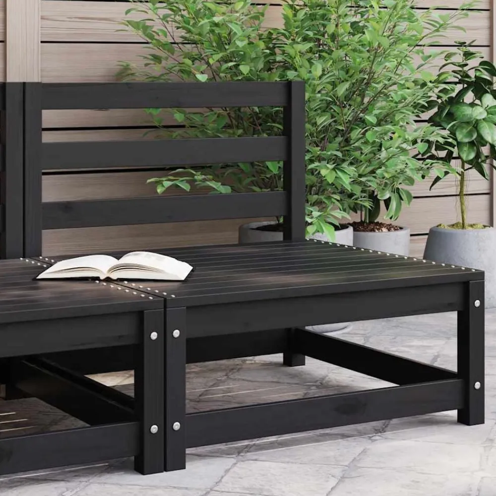 vidaXL Sofá central de jardín madera maciza de pino Negro