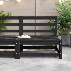 vidaXL Sofá central de jardín madera maciza de pino Negro