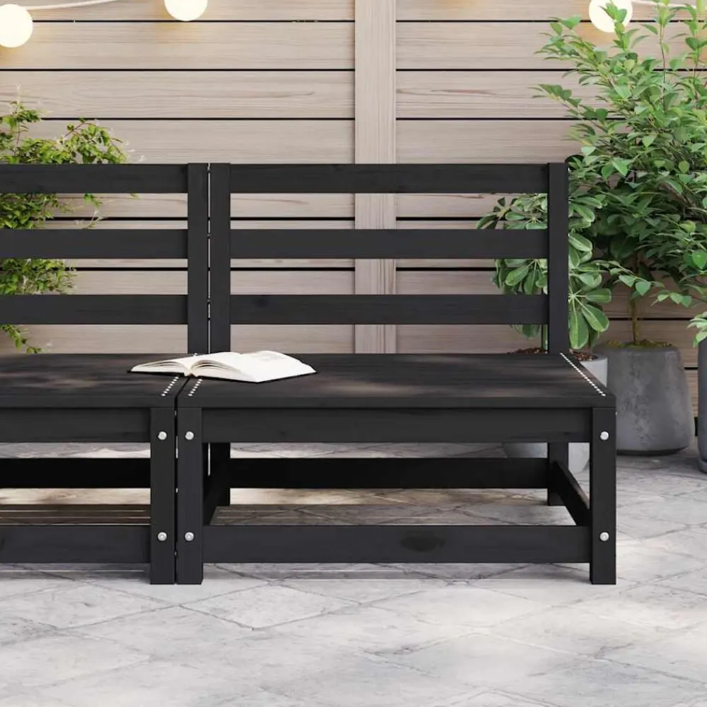 vidaXL Sofá central de jardín madera maciza de pino Negro