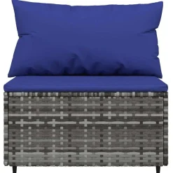 vidaXL Muebles De Jardín-Sofá central de jardín con cojines ratán sintético gris