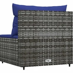 vidaXL Muebles De Jardín-Sofá central de jardín con cojines ratán sintético gris