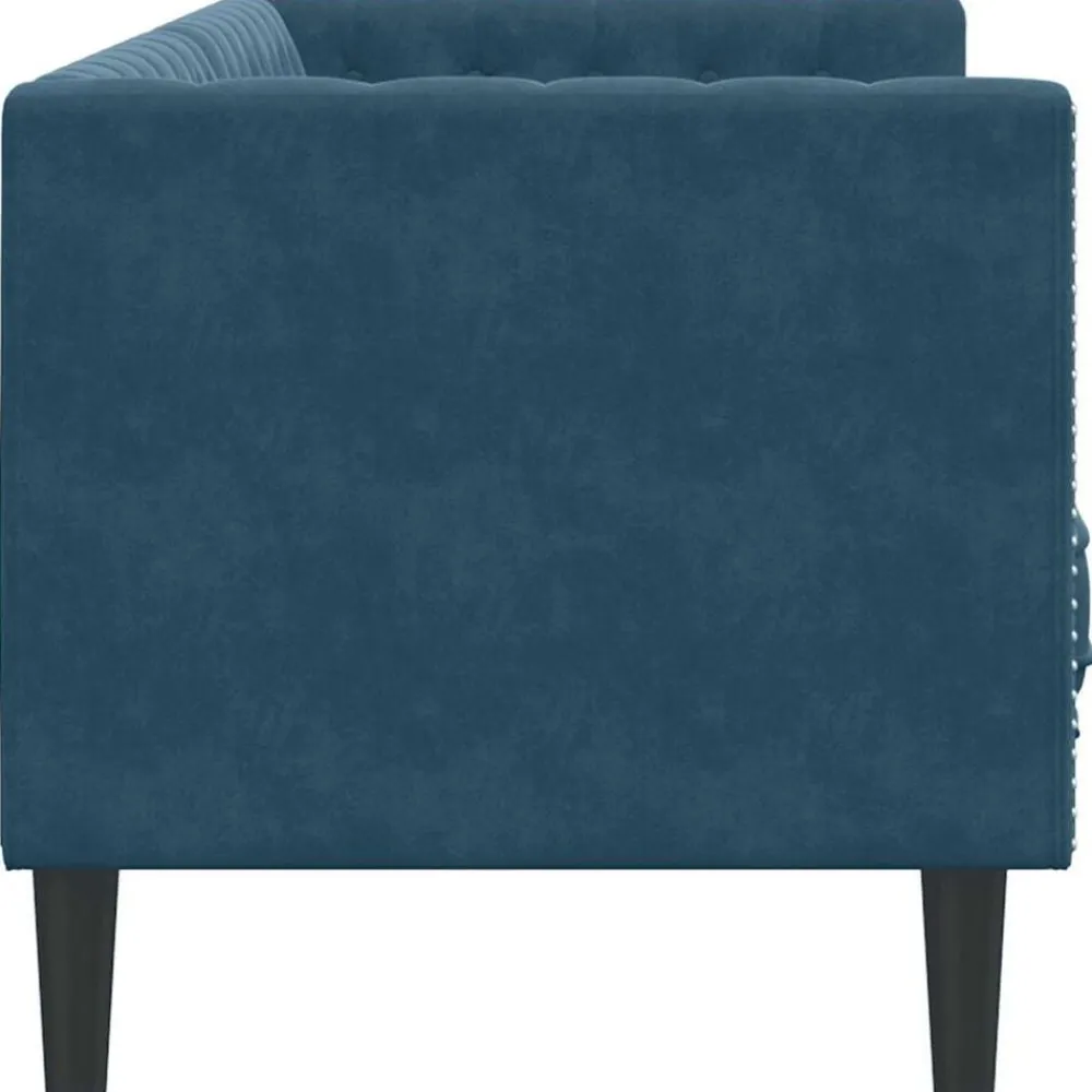 vidaXL Sofá Chesterfield 3 plazas con cojines terciopelo Azul Hot