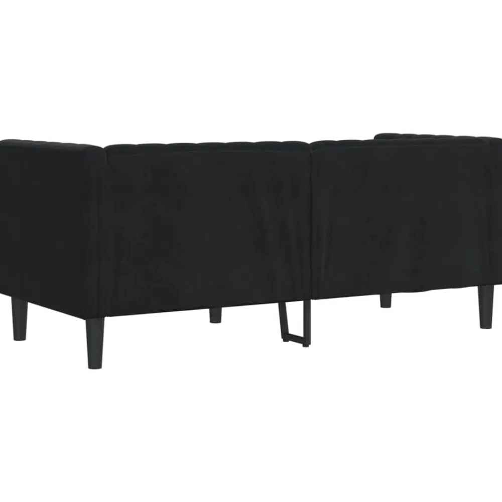 vidaXL Sofá Chesterfield 2 plazas con cojines terciopelo Negro Best