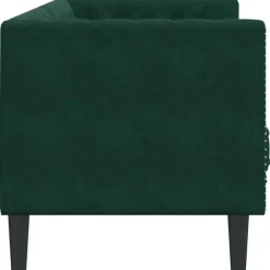 vidaXL Sofá Chesterfield 3 plazas con cojines terciopelo Verde oscuro Hot