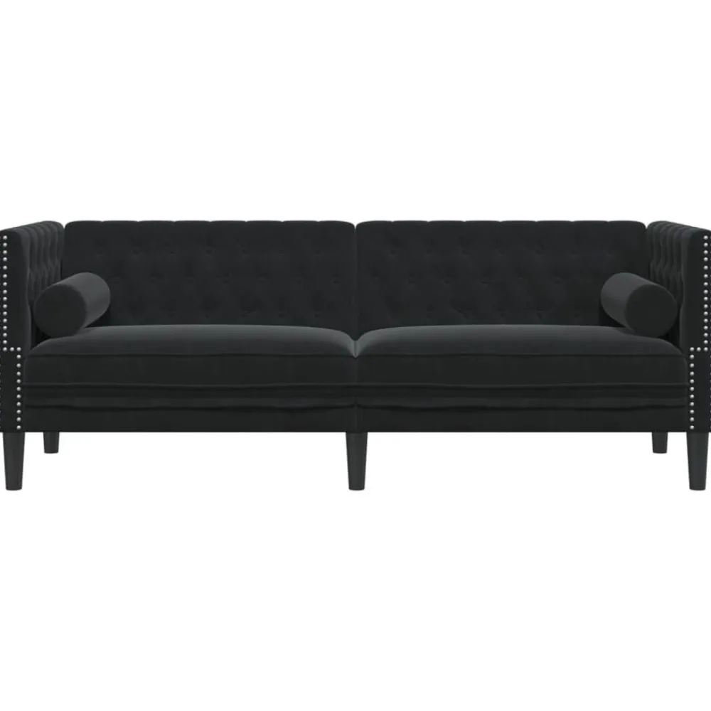 vidaXL Sofá Chesterfield 3 plazas con cojines terciopelo Negro Outlet