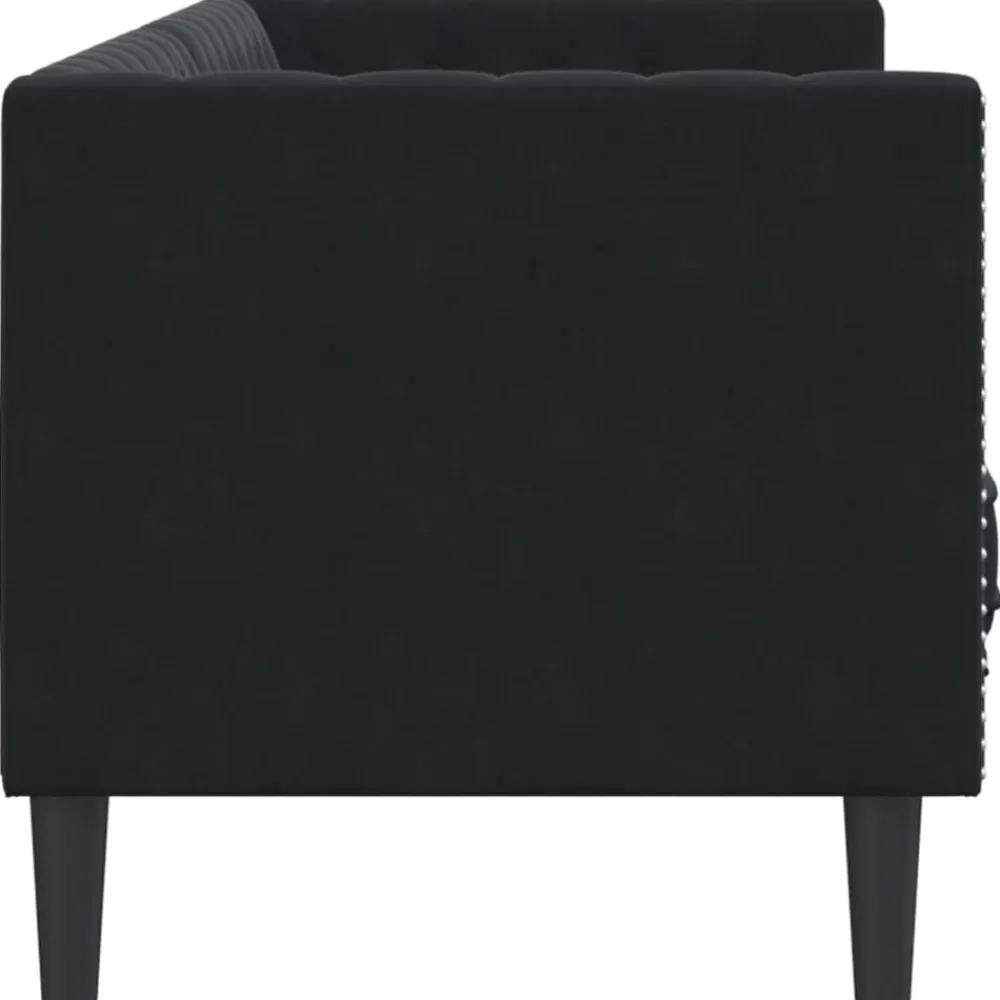 vidaXL Sofá Chesterfield 3 plazas con cojines terciopelo Negro Outlet