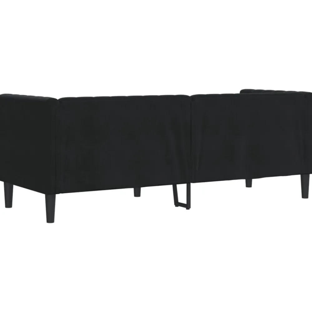 vidaXL Sofá Chesterfield 3 plazas con cojines terciopelo Negro Outlet