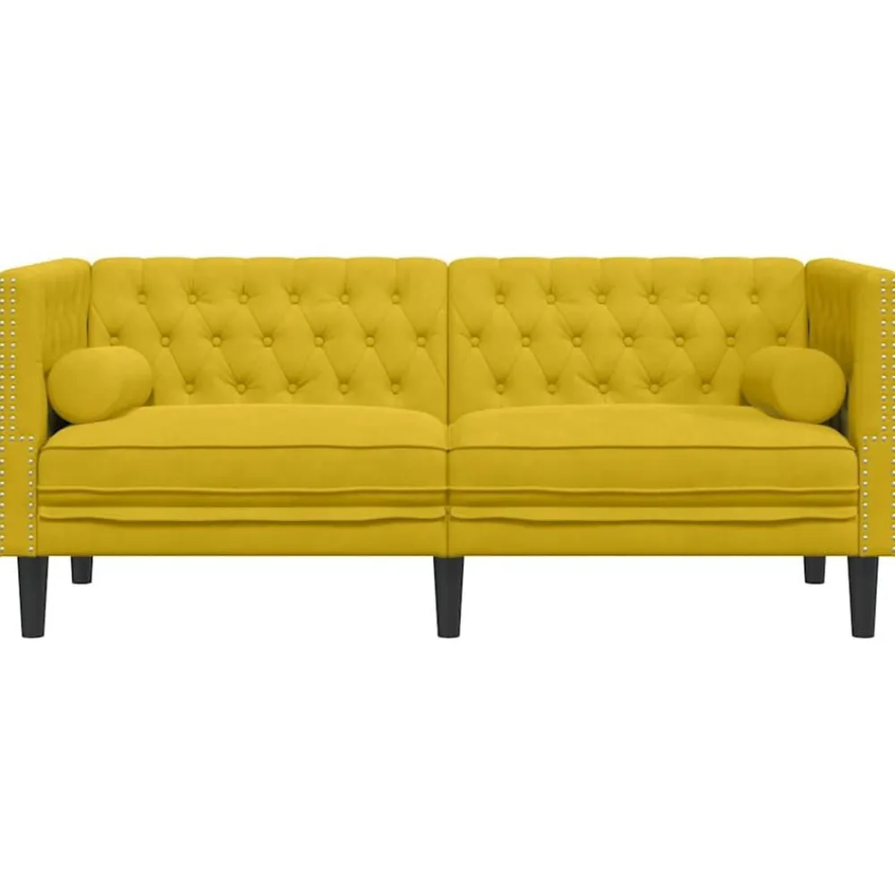 vidaXL Sofá Chesterfield 2 plazas con cojines terciopelo Amarillo Outlet