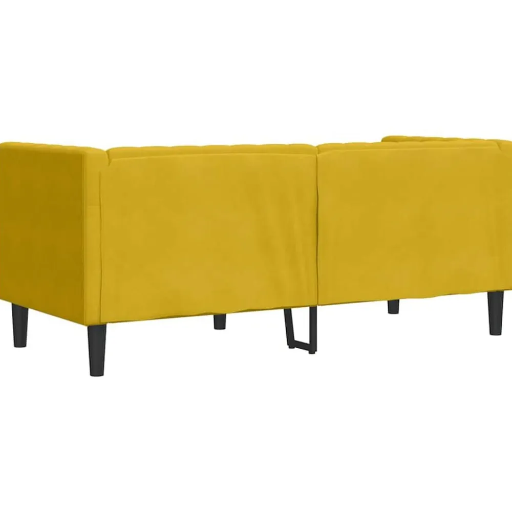 vidaXL Sofá Chesterfield 2 plazas con cojines terciopelo Amarillo Outlet