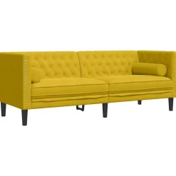 vidaXL Sofás-Sofá Chesterfield 3 plazas con cojines terciopelo