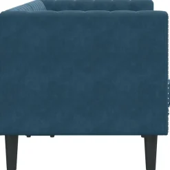 vidaXL Sofá Chesterfield 2 plazas con cojines terciopelo Azul Outlet