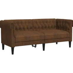 vidaXL Sofás-Sofá chesterfield de 2 plazas tela marrón