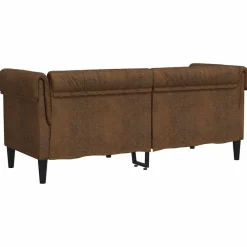 vidaXL Sofás-Sofá chesterfield de 2 plazas tela marrón
