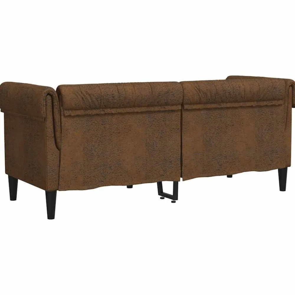 vidaXL Sofás-Sofá chesterfield de 2 plazas tela marrón