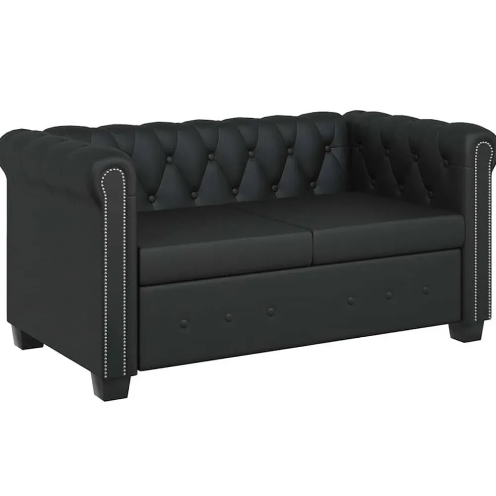 vidaXL Sofás-Sofá Chesterfield de 2 plazas cuero sintético