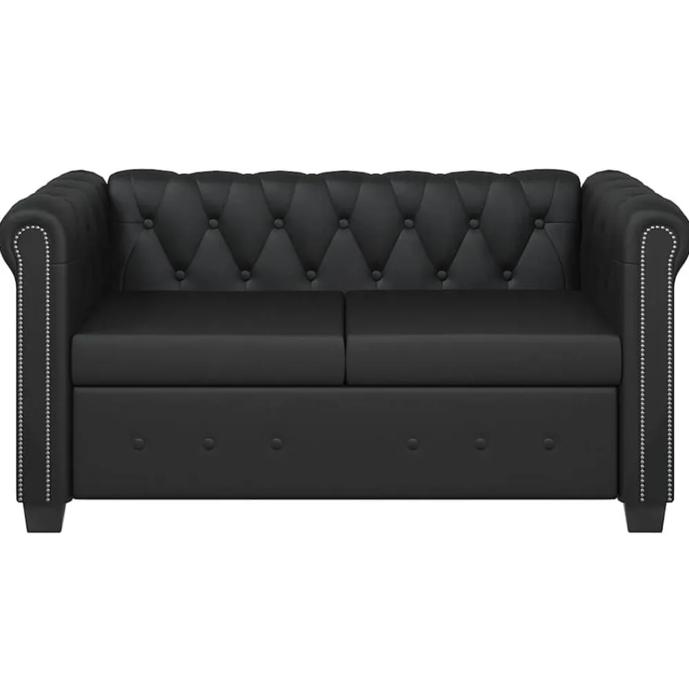 vidaXL Sofás-Sofá Chesterfield de 2 plazas cuero sintético