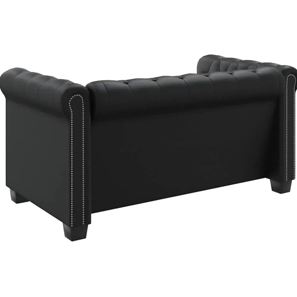vidaXL Sofás-Sofá Chesterfield de 2 plazas cuero sintético