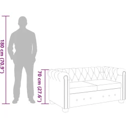 vidaXL Sofás-Sofá Chesterfield de 2 plazas cuero sintético