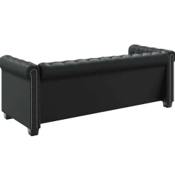 vidaXL Sofá Chesterfield de 3 plazas cuero sintético Negro Discount