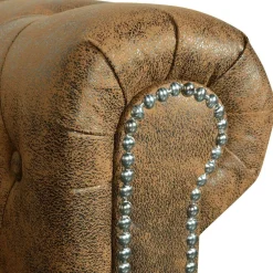 vidaXL Sofás-Sofá Chesterfield de 2 plazas cuero sintético marrón