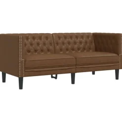 vidaXL Sofá Chesterfield de 2 plazas piel de ante sintético marrón Marr&oacute;n Online