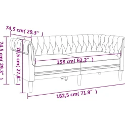 vidaXL Sofás-Sofá Chesterfield de 2 plazas tela