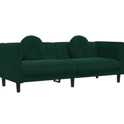 vidaXL Sofá con cojines 3 plazas terciopelo Verde oscuro Outlet