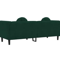 vidaXL Sofá con cojines 3 plazas terciopelo Verde oscuro Outlet