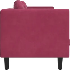 vidaXL Sofás-Sofá con cojines 3 plazas terciopelo rojo tinto