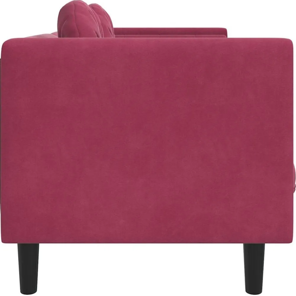 vidaXL Sofás-Sofá con cojines 3 plazas terciopelo rojo tinto