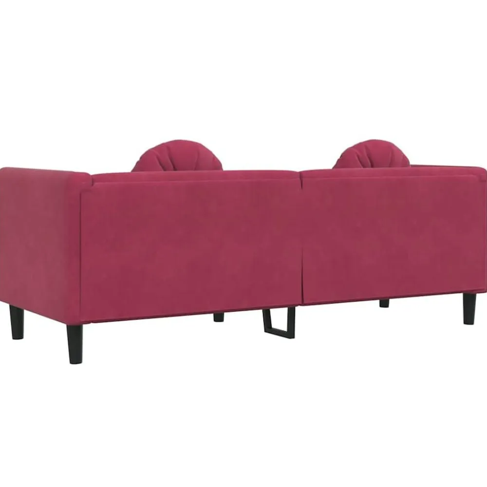 vidaXL Sofás-Sofá con cojines 3 plazas terciopelo rojo tinto