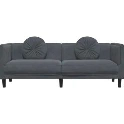 vidaXL Sofá con cojines 3 plazas terciopelo Gris oscuro
