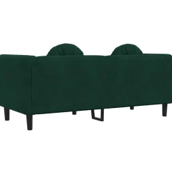 vidaXL Sofá con cojines 2 plazas terciopelo Verde oscuro
