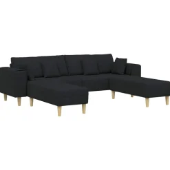 vidaXL Sofá con cojín 3 pcs tela Negro Best