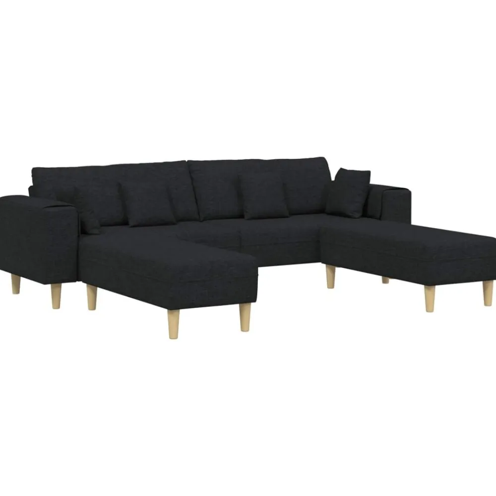 vidaXL Sofá con cojín 3 pcs tela Negro Best
