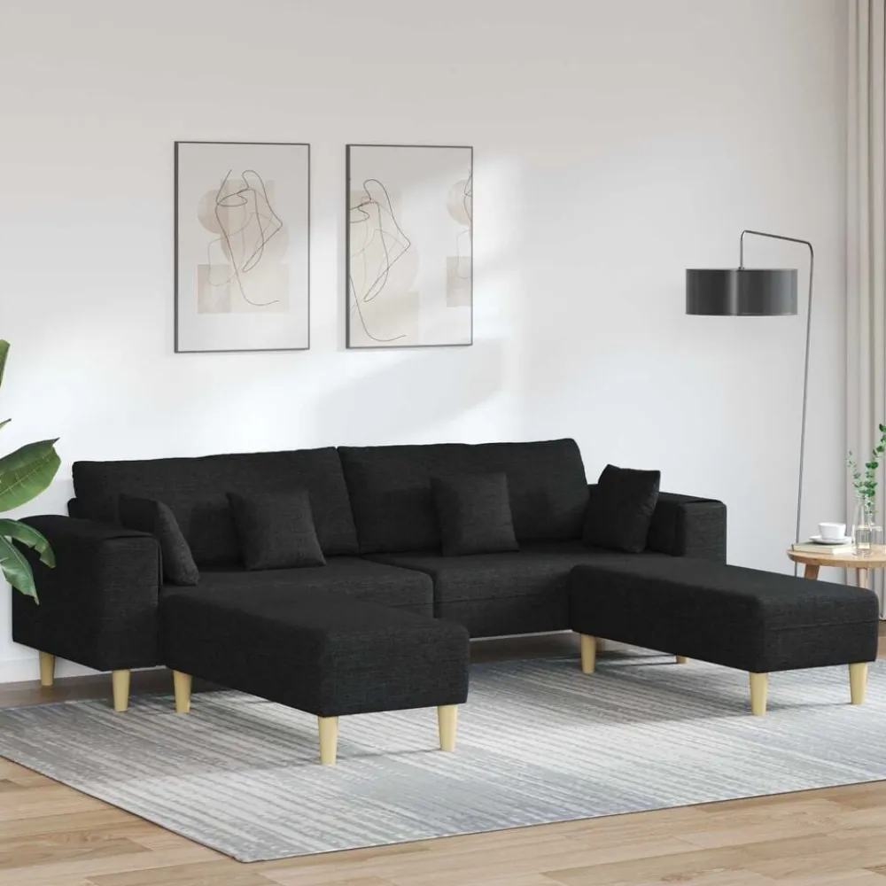 vidaXL Sofá con cojín 3 pcs tela Negro Best