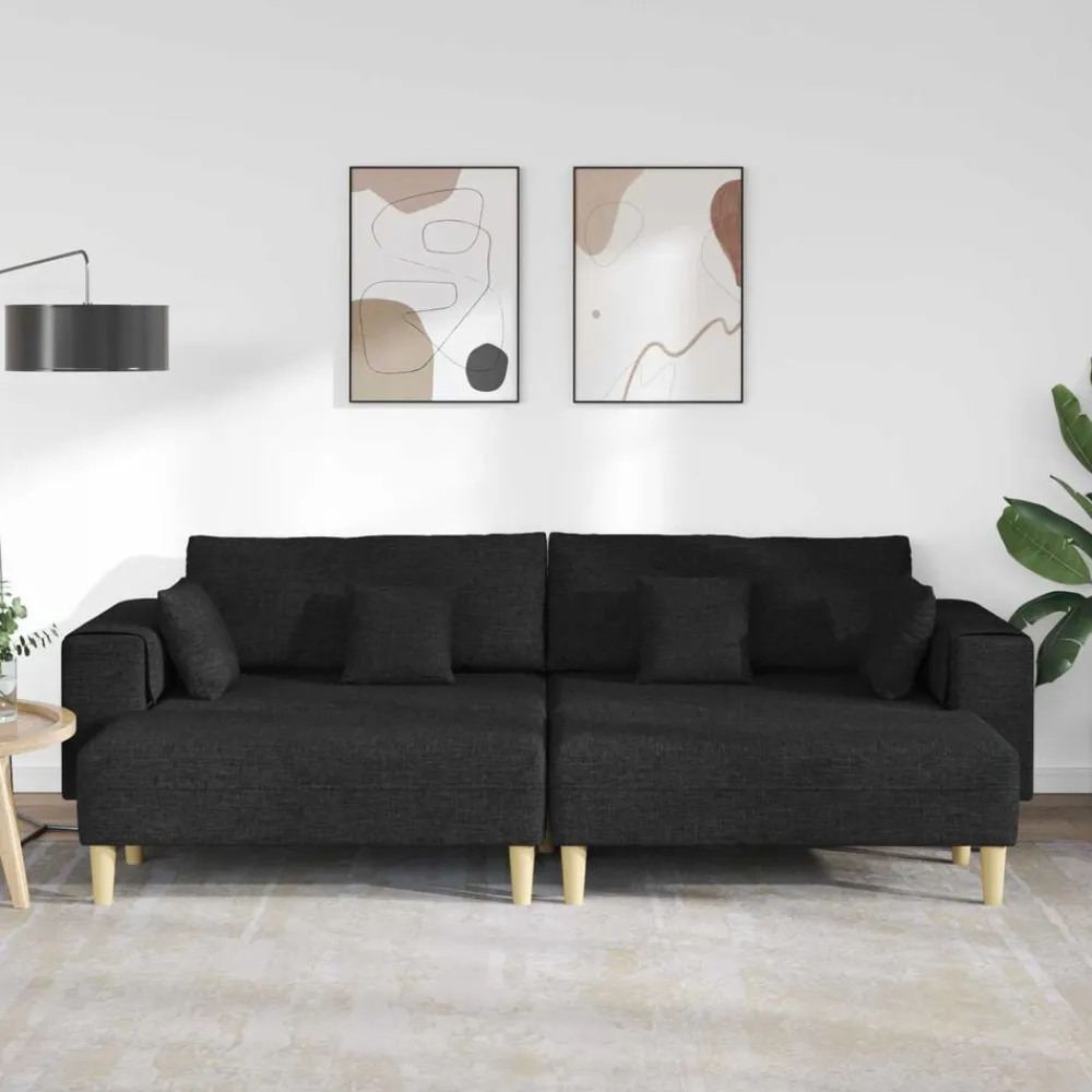 vidaXL Sofá con cojín 3 pcs tela Negro Best