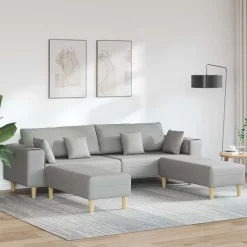 vidaXL Sofá con cojín 3 pcs tela Gris nube Discount