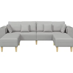 vidaXL Sofá con cojín 3 pcs tela Gris nube Discount