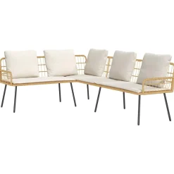 vidaXL Sofá con cojín Naturaleza 173 x 231 x 90cm Acero Naturaleza y crema New